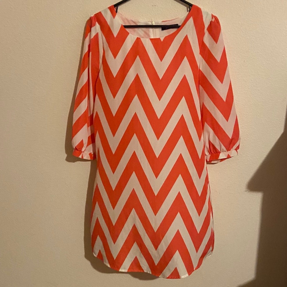 Pink and white chevron dress